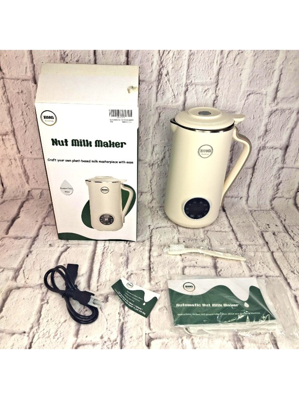 BHG-03 Buaiahug 40oz / 1.2L Automatic Nut Milk Maker Ivory Stainless Steel NOB